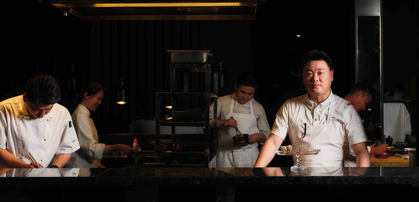 Chef at Akaiito chef in the kitchen