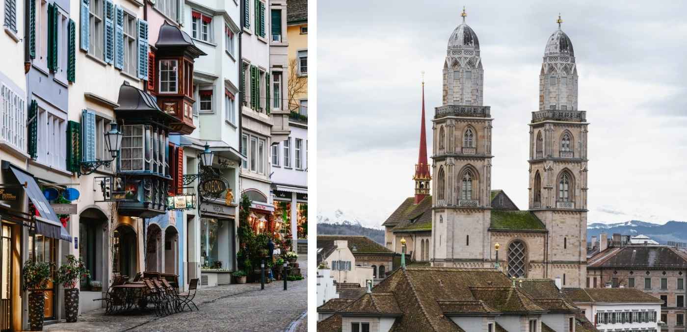 augustinergasse and Grossmünster in Zurich
