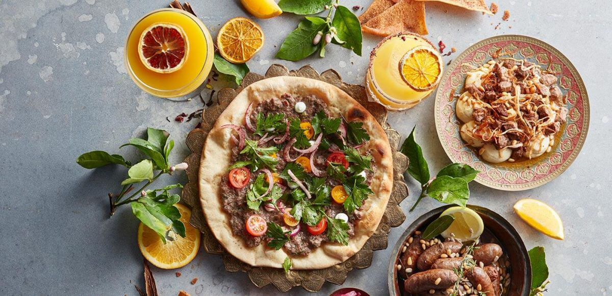 Arayis kafta, Hummus bi tahini with Beef, Mabanek at Bar Tikram