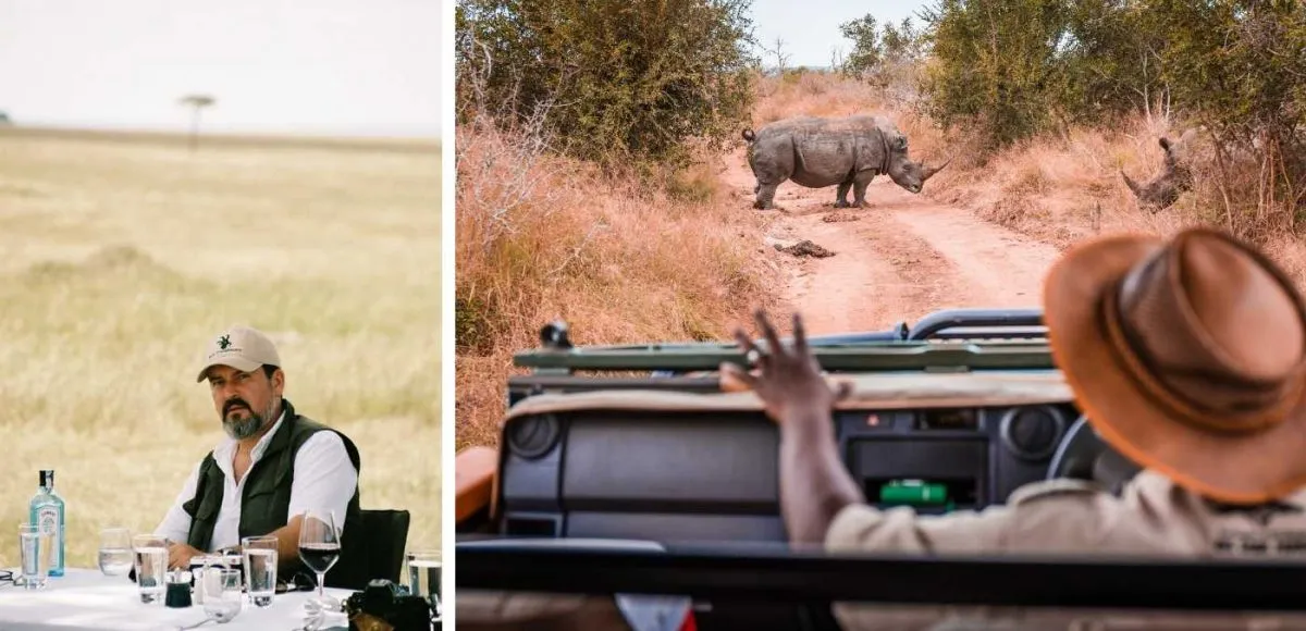 spotting a rhino from a safari vehicle