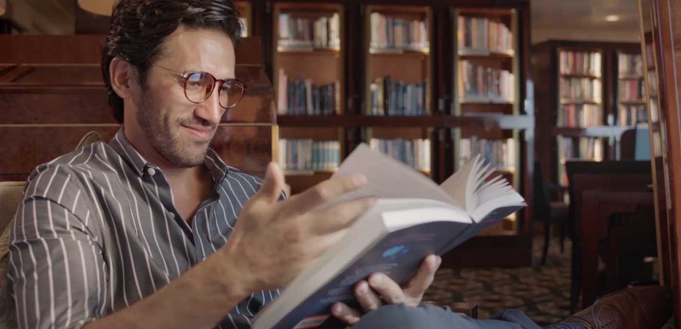 a man reading a book