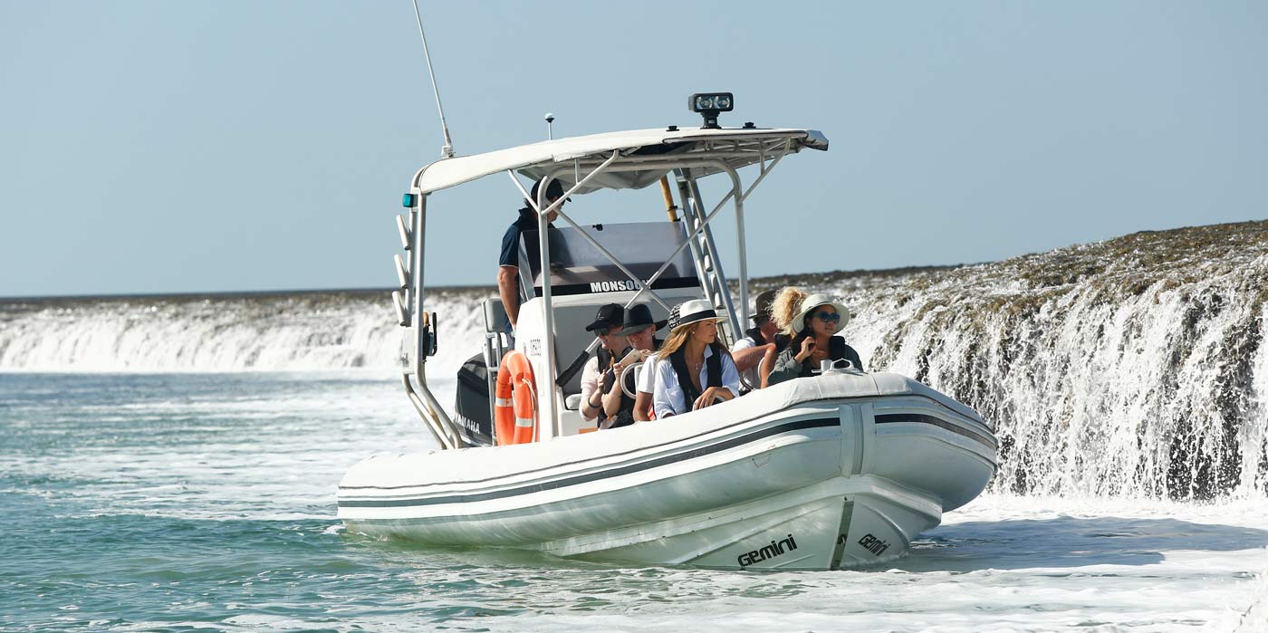 Boat on Waterfall Reef Tour