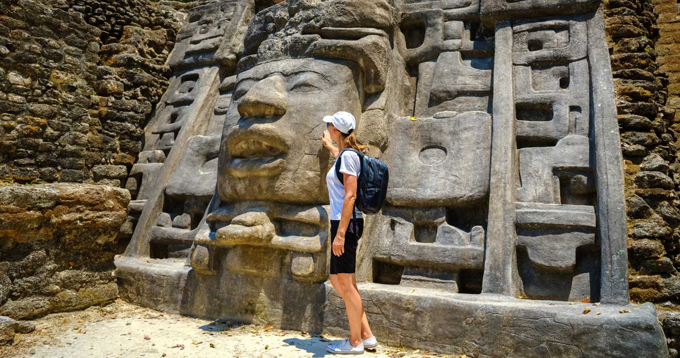 Zora explores the Lamanai ruins