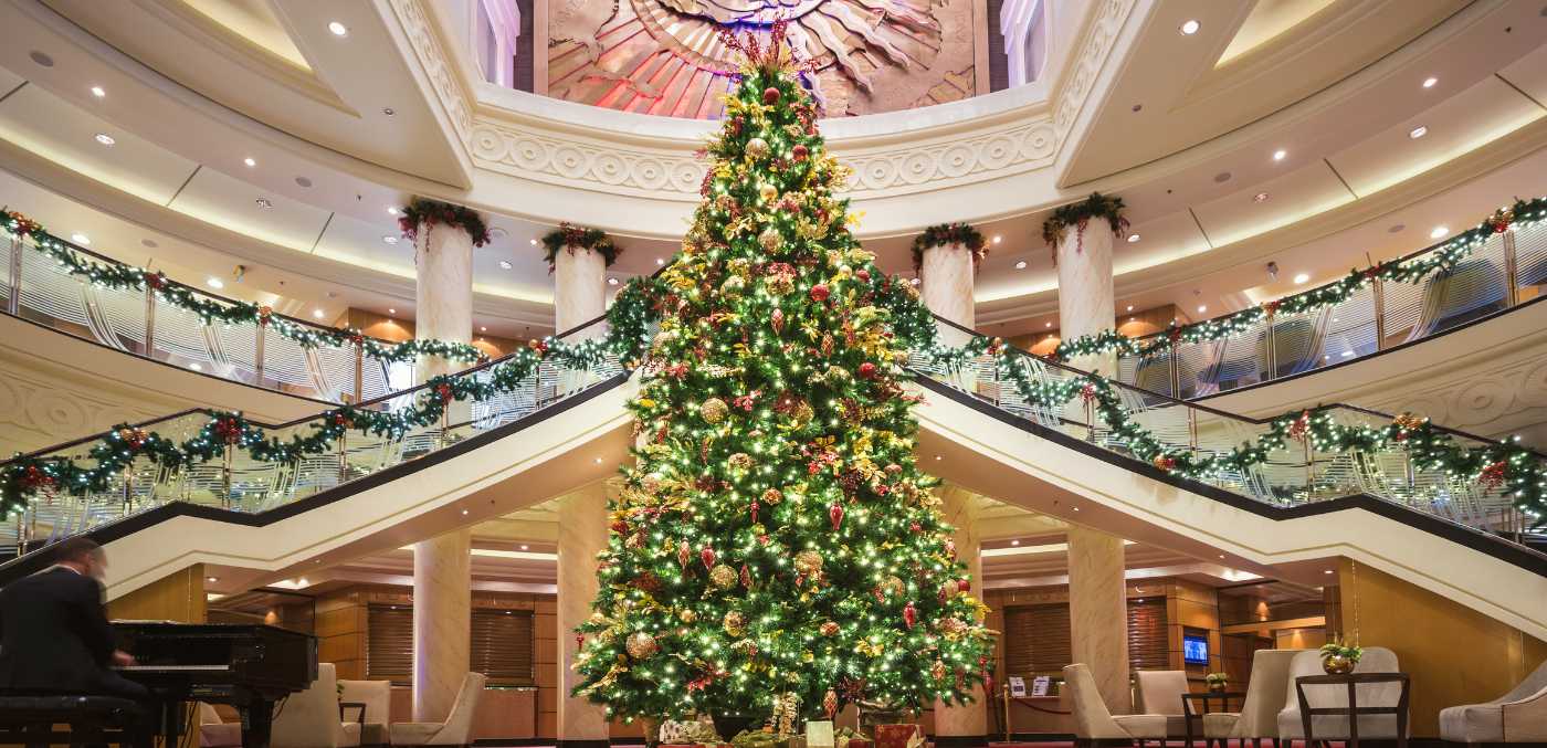 Christmas tree onboard a Cunard cruise