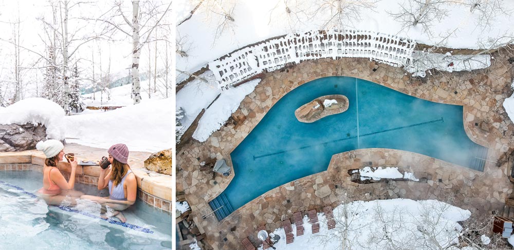 The heated outdoor pool area at Four Seasons Jackson Hole Resort