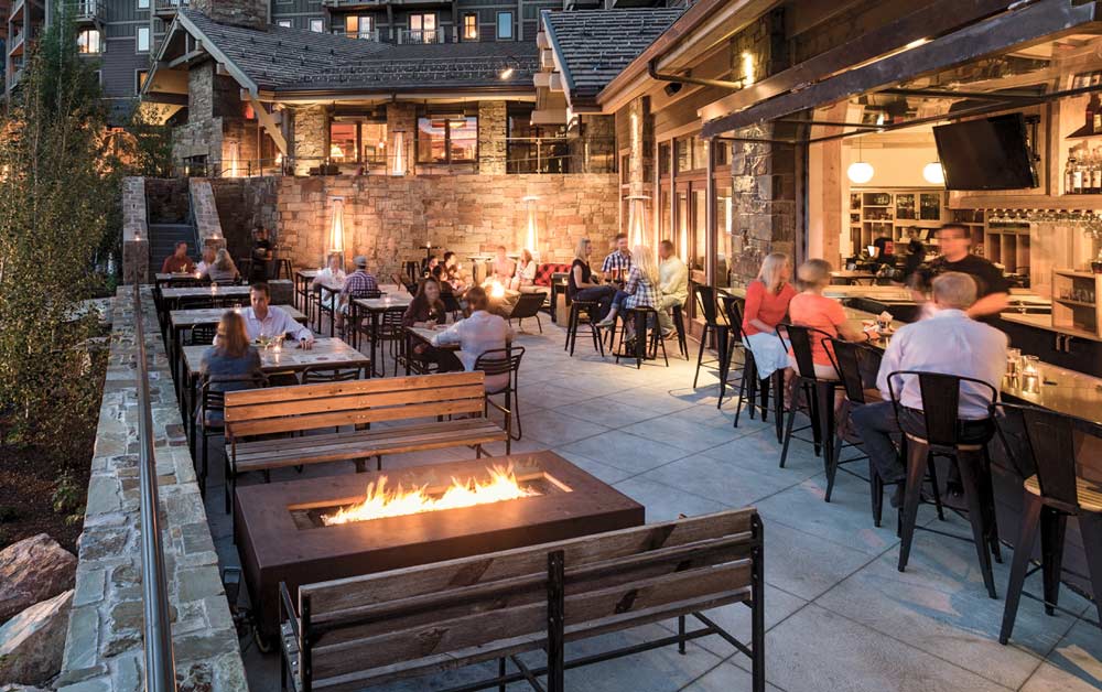 Outdoor patio at the Handle Bar at Four Seasons Jackson Hole Resort