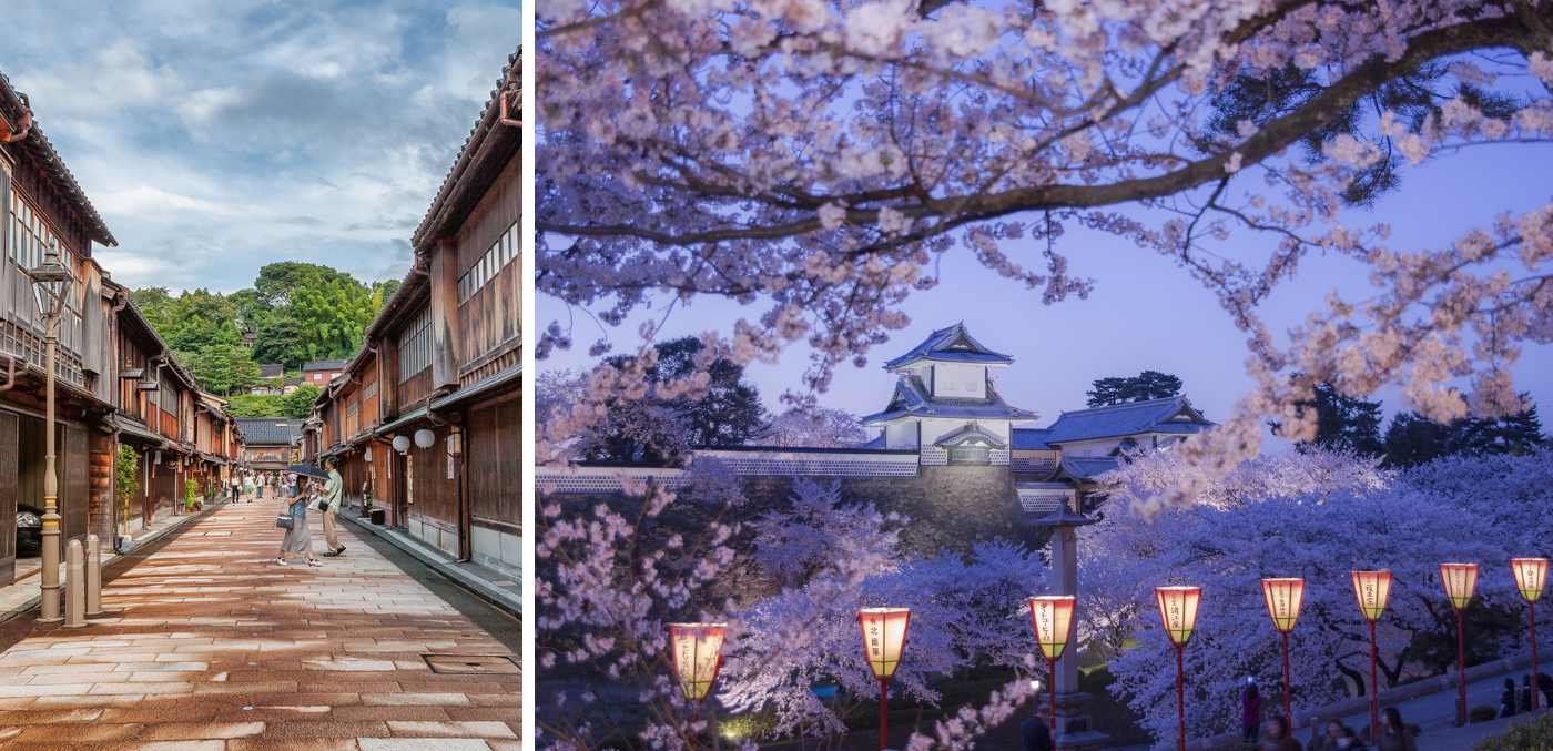Kanazawa City. © Inside Japan; Kanazawa Castle Park. © Visit Kanazawa
