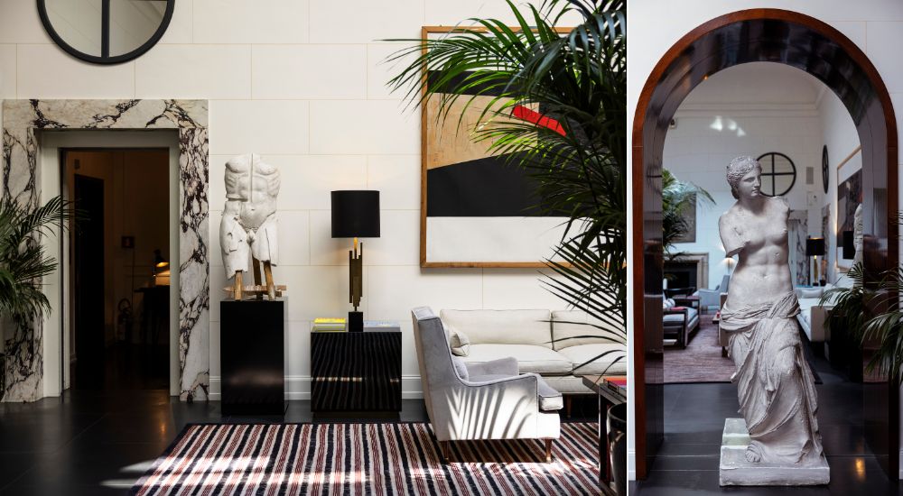 Interiors by Michele Bönan blend classic Roman architecture and mid-century-inspired modern furniture