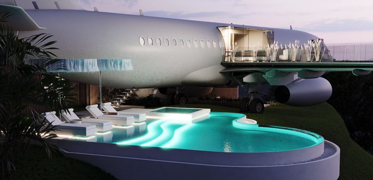 A private plane turned villa is available for stays after April in Bali