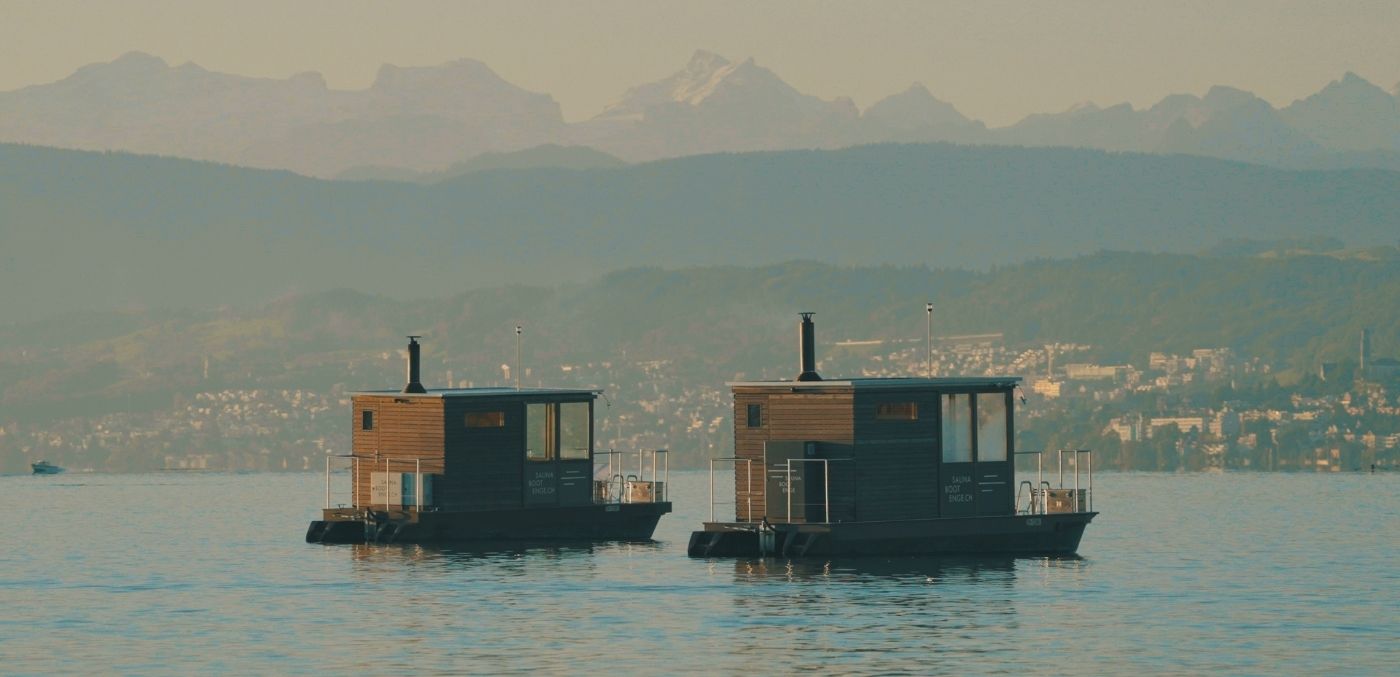 Sauna boats on Lake Zürich