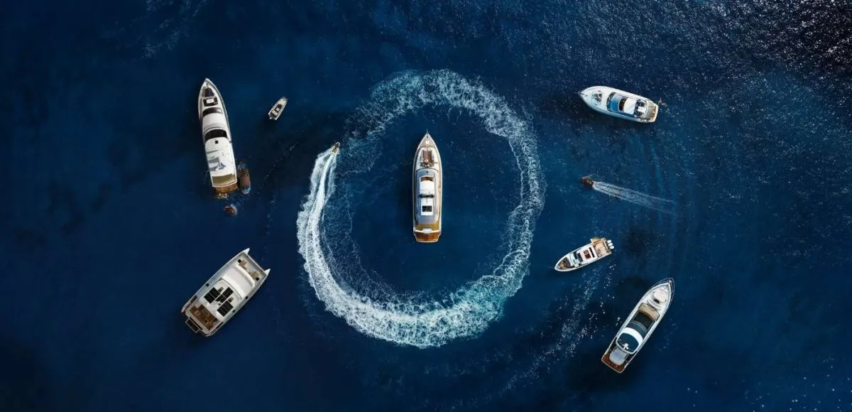 aerial view of boats