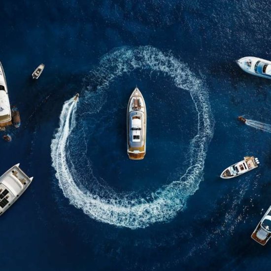 aerial view of boats