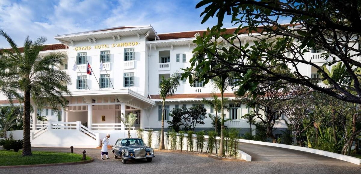 The entrance to Raffles Grand Hotel d'Angkor