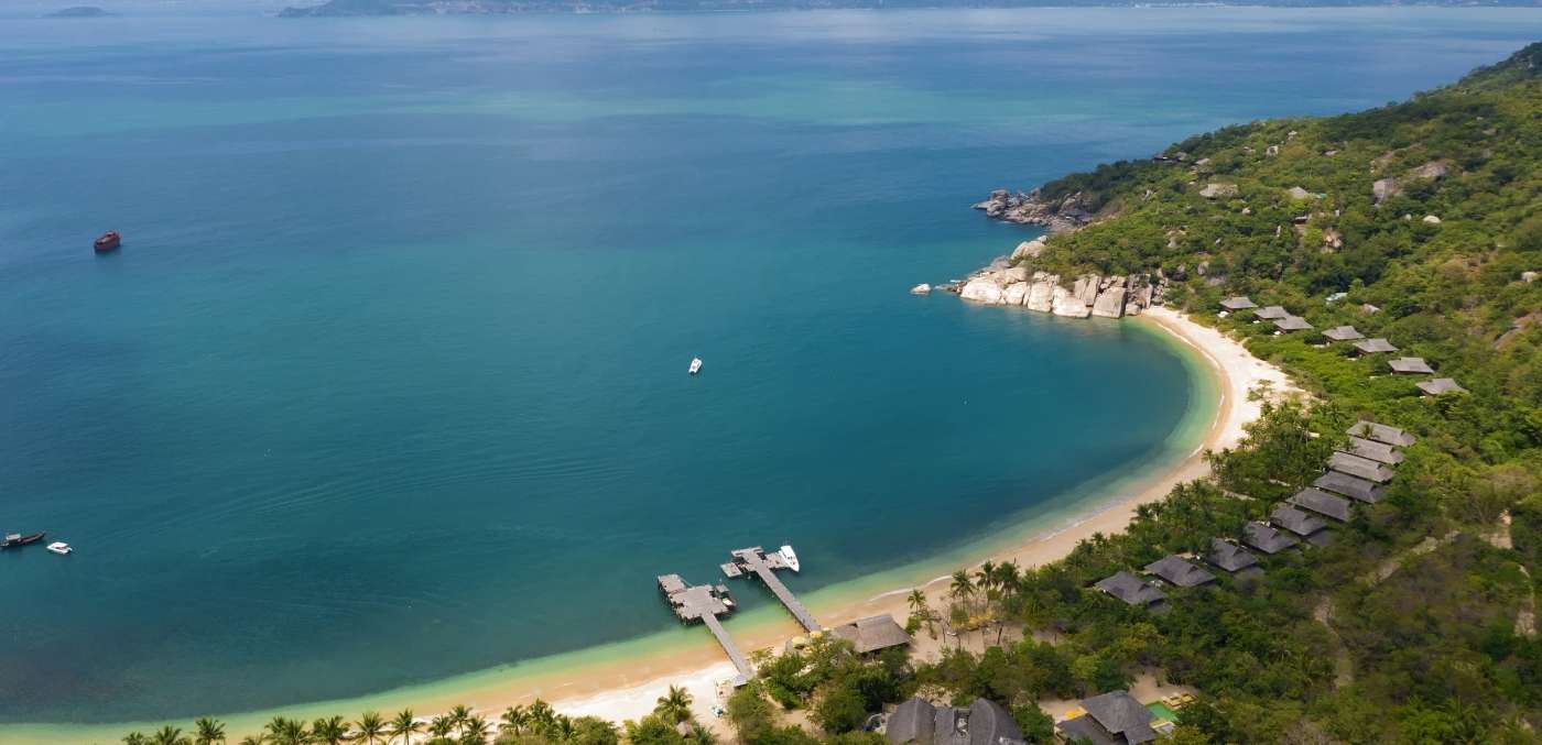 Aerial of Six Senses Ninh Van Bay