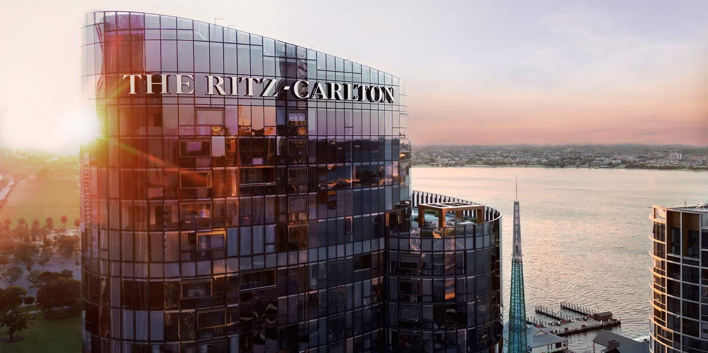 External sunset shot of The Ritz Carlton, Perth