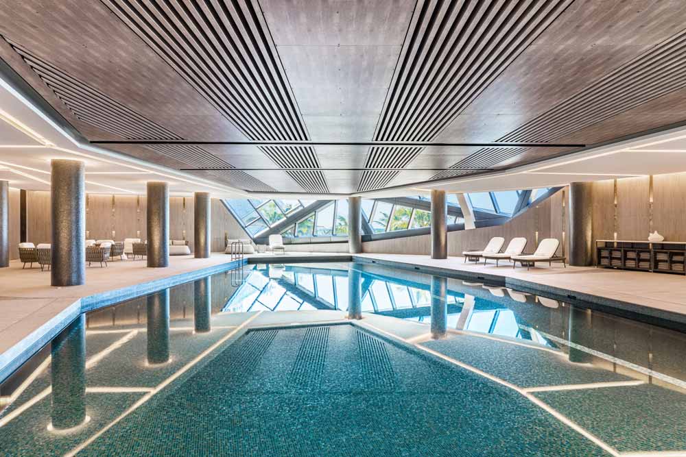 The indoor magnesium pool at The Langham, Gold Coast