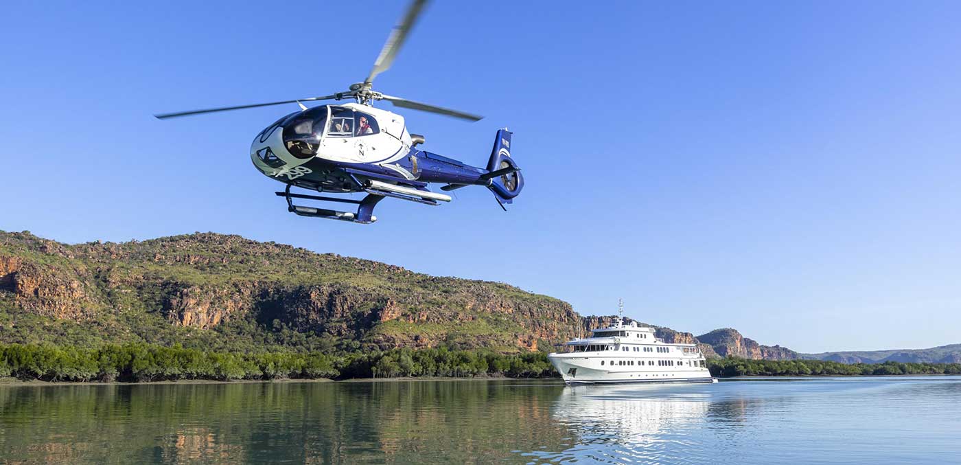 True North ship and helicopter in the Kimberley