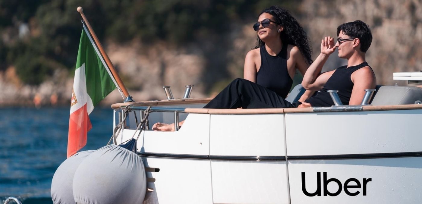 two people in uber boat