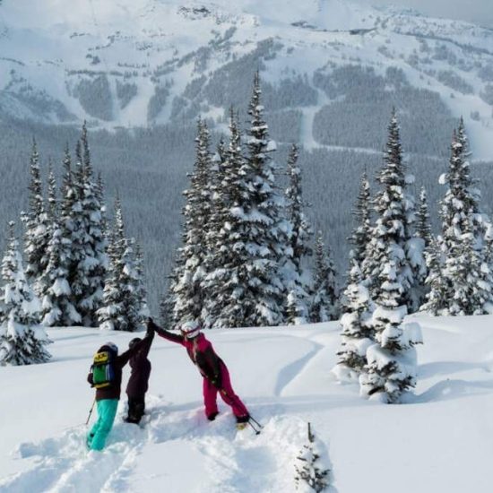 Skiing deep powder at Whistler, British Columbia